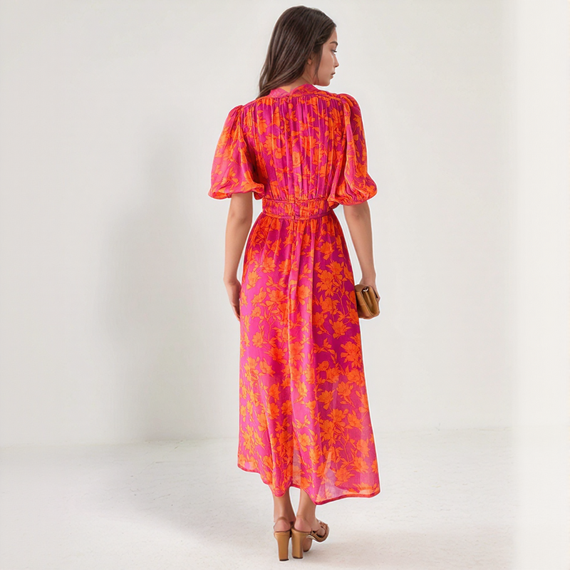 Solara Bloom Puff Sleeve Maxi Dress