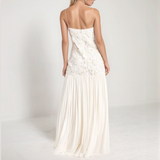 Amara Floral Appliqué Pleated Chiffon Maxi Dress