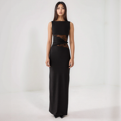 Elara Lace Inset Sleeveless Maxi Dress