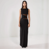 Elara Lace Inset Sleeveless Maxi Dress