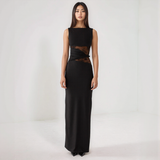 Elara Lace Inset Sleeveless Maxi Dress