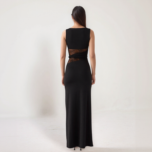 Elara Lace Inset Sleeveless Maxi Dress