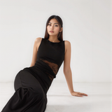 Elara Lace Inset Sleeveless Maxi Dress