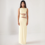 Elara Lace Inset Sleeveless Maxi Dress