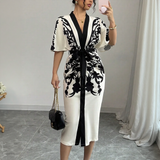 Maribel V-Neck Floral Belted Midi Dress
