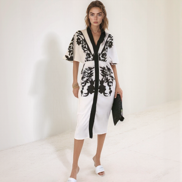 Maribel V-Neck Floral Belted Midi Dress